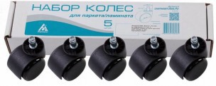 НАБОР КОЛЕС БЮРОКРАТ CASTORSET3850/PU ЧЕРНЫЙ ДЛЯ ПАРКЕТА/ЛАМИНАТА