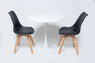 Стол Barneo T-3 Tulip style, MDF, H-75cm - круг диаметр 90см, RAL9003 белый, каркас RAL9003 белый