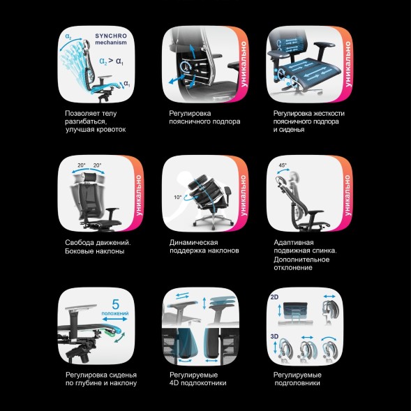 Кресло METTA Y 4D Free черный экокожа