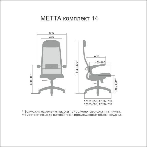 Эргономичное кресло METTA Комплект 14 Pl тр/сечен
